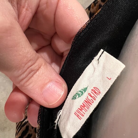 Hummingbird Mesh Leopard Print Strappy Blouse Size L - Picture 5 of 5